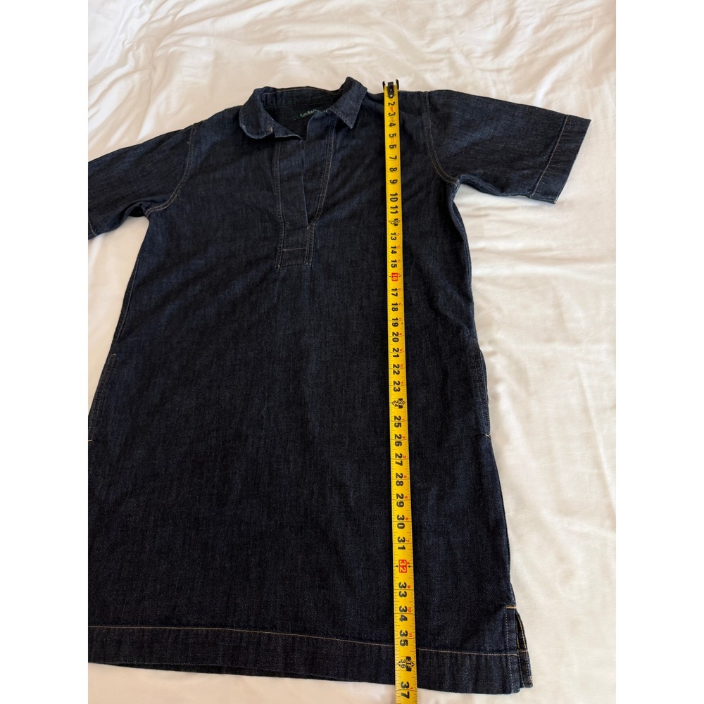 Lauren Ralph Lauren Denim T-Shirt Dress Dark Wash Split Neck Indigo Short Sleeve - Picture 4 of 8